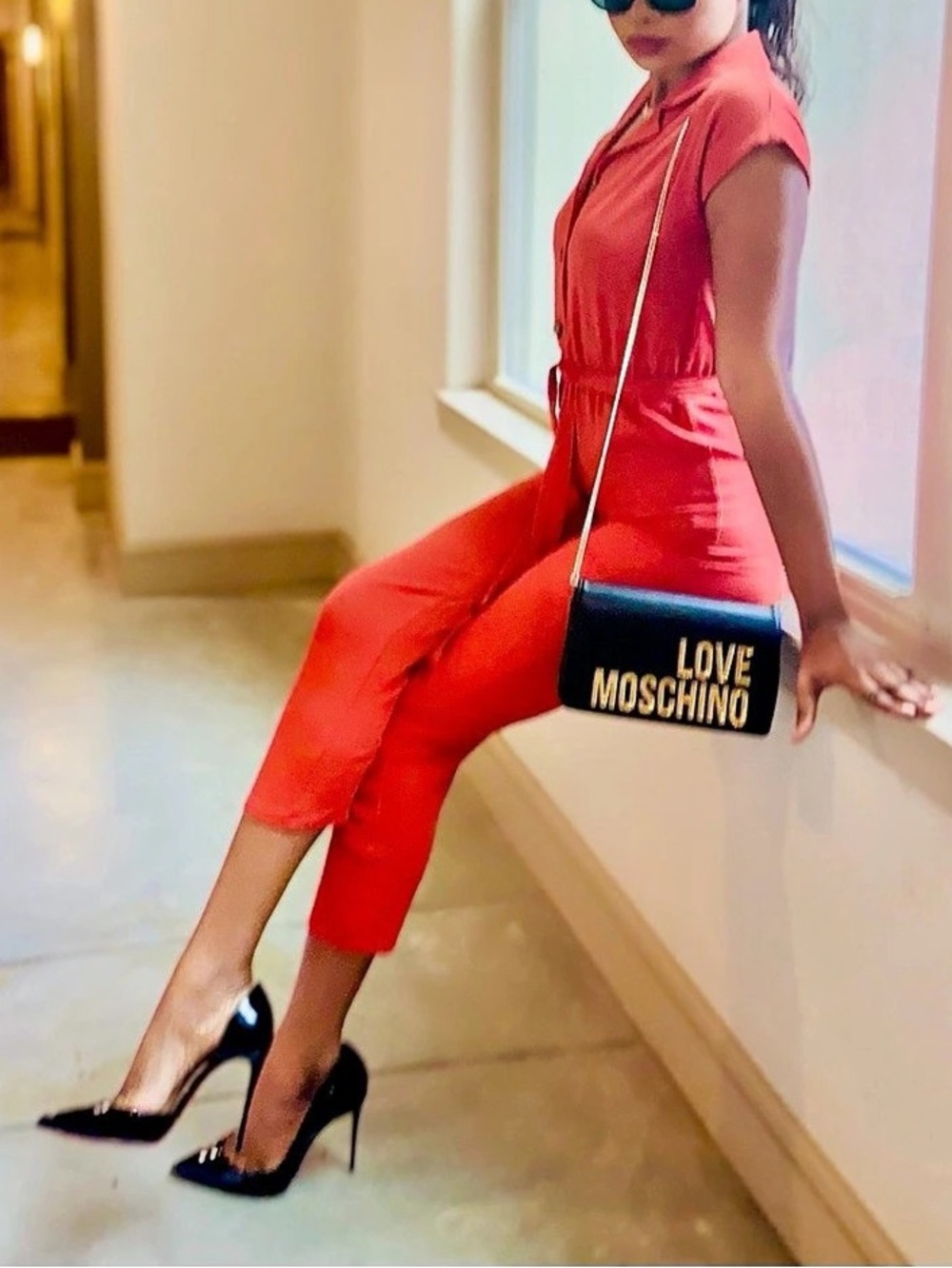 No Boundaries Red Button Front Jumpsuit Size XS